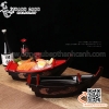 Thuyền đỏ đen sơn mài chất liệu nhựa ABS cao cấp, thuyền bày gỏi cá hồi, sushi, sashimi phong cách Nhật Bản