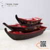 Thuyền đỏ đen sơn mài chất liệu nhựa ABS cao cấp, thuyền bày gỏi cá hồi, sushi, sashimi phong cách Nhật Bản