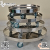 Đế chậu inox có bánh xe di chuyển, kệ để nồi có bánh xe hình tròn thông minh