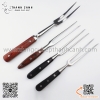 Dĩa xiên thịt inox, nĩa inox xiên thịt hai răng cán gỗ, Dụng Cụ Xiên Thịt Carving