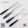 Dĩa xiên thịt inox, nĩa inox xiên thịt hai răng cán gỗ, Dụng Cụ Xiên Thịt Carving