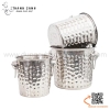 Xô inox ngâm rượu vang 2 quai dạng gò thủ công