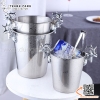 Xô ngâm rượu vang bằng inox đầu hươu màu bạc, Xô hươu, Xô ướp lạnh rượu vàng màu bạc