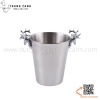 Xô ngâm rượu vang bằng inox đầu hươu màu bạc, Xô hươu, Xô ướp lạnh rượu vàng màu bạc