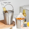 Xô đựng gà rán, khoai tây chiên, đồ ăn vặt bằng inox có quai xách hai màu sắc