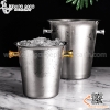 Xô ngâm rượu vang inox miệng loe, thân trơn, có hai núm cầm hai bên với hai màu sắc khác nhau