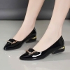 Mã K921: Giày nữ cao cấp Shuji Belle mới đế thấp đế bằng da bóng mũi nhọn