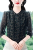 Mã M077: Áo sơ mi tay lửng cổ đứng in họa tiết dành cho các bà mẹ trung niên