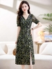 Mã L437: váy đẹp cao cấp mùa hè nữ cao cấp trung niên phong cách mới sang trọng xẻ tà cổ chữ V váy đẹp cao cấp khí chất