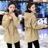 Mã K688: áo khoác mùa đông nữ dài vừa cotton dây eo