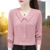 Mã L507: Áo sơ mi sọc nơ nữ đẹp cao cấp tay dài trung niên