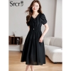 Mã L419: váy đẹp cao cấp chiffon ren đen kiểu Pháp nữ cao cấp mới mùa hè eo chữ A tay bồng ôm sát