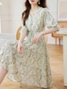 Mã L243: váy đẹp cao cấp chiffon hoa cho nữ cao cấp cao cấp eo tay ba phần tư váy đẹp cao cấp dài