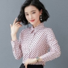 Mã A834: áo sơ mi voan chấm bi dài tay áo sơ mi phong cách nước ngoài