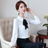Mã A402 Giá 1080K: Áo sơ mi nữ thiết kế dài tay voan nơ thắt nút