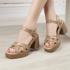 Mã M266: giày cao cấp sandal cao gót đế dày bằng da dành cho nữ
