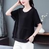 Mã M056: Áo sơ mi voan nữ, tay ngắn cỡ lớn, kiểu áo thời trang, dáng rộng