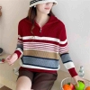 Mã K668: Áo Len Cao Cổ Sọc Nữ Thu Đông Phong Cách Hàn Quốc