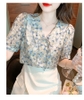 Mã M149: Áo sơ mi nữ tay ngắn chất liệu chiffon họa tiết hoa mùa hè