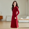 Mã L455: váy len dệt kim cổ búp bê nữ cao cấp