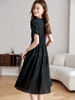 Mã L419: váy đẹp cao cấp chiffon ren đen kiểu Pháp nữ cao cấp mới mùa hè eo chữ A tay bồng ôm sát