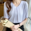 Mã L840: Áo sơ mi voan trắng tay ngắn nữ cao cấp mùa hè mới phong cách Hàn Quốc