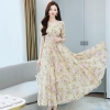 Mã H762: Đầm voan nữ dáng dài ngắn tay in hoa pc phương tây