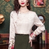 Mã L140: Áo sơ mi nữ lụa jacquard phong cách