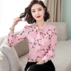 Mã L508: Áo sơ mi hoa nữ đẹp cao cấp tay dài voan mẹ trung niên
