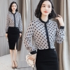Mã B008: sơ mi voan nữ dài tay áo sơ mi chấm bi