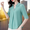 Mã M033: Áo sơ mi nữ cỡ lớn dáng rộng tay lửng