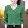 Mã L507: Áo sơ mi sọc nơ nữ đẹp cao cấp tay dài trung niên