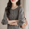 Mã L389: Áo sơ mi kẻ sọc phong cách Pháp cho nữ cao cấp