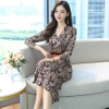 Mã B024: đầm Váy hoa liền thân dáng dài đầu mùa xuân và mùa thu nữ mới kiểu Pháp dài tay