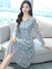 Mã A848: Đầm voan hoa kiểu mới đầu xuân hè tay dài kiểu Pháp