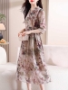 Mã M062: Đầm chiffon họa tiết hoa cho nữ, kiểu dáng mới thắt eo thanh lịch, tay lỡ