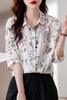 Mã L832: Áo sơ mi nữ cao cấp tay ngắn in hình đơn giản