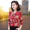 Mã L508: Áo sơ mi hoa nữ đẹp cao cấp tay dài voan mẹ trung niên