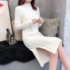 Mã E897: đầm len mùa thu đông xẻ sọc