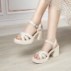 Mã M266: giày cao cấp sandal cao gót đế dày bằng da dành cho nữ