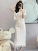 Mã M050: set. váy hai mảnh ren tua rua cổ vuông thanh lịch và trẻ trung