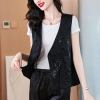 Mã L141: áo sơ mi vest nữ ghi lê thêu