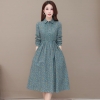 Mã B226: đầm váy liền thân dài tay hoa cao cấp sang trọng họa tiết cotton