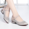 Mã M021: Giày sandal lưới da thật cao cấp dành cho nữ, gót trung bình, gót dày