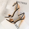 Mã B216: giày cao gót 11cm sandal gót nhọn mix khóa hở ngón chân