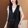 Mã L141: áo sơ mi vest nữ ghi lê thêu