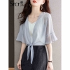 Mã L425: set áo sơ mi voan nữ cao cấp nhẹ nhàng thiết kế đẹp mắt