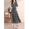 Mã L620: Váy chiffon cho nữ cao cấp mới họa tiết hoa cổ chữ V cao cấp tay ngắn dài vừa phải