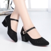 Mã M021: Giày sandal lưới da thật cao cấp dành cho nữ, gót trung bình, gót dày