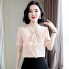 Mã C287: áo sơ mi lụa nữ phối nơ Pc